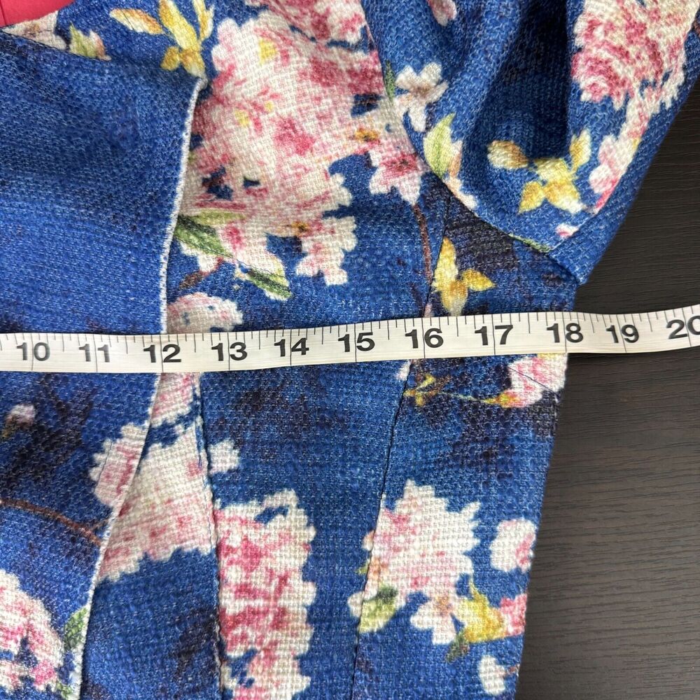 Soft Surroundings Jacket Womens 10 Floral Spring Blazer Career Snap Button Blue - Picture 8 of 10